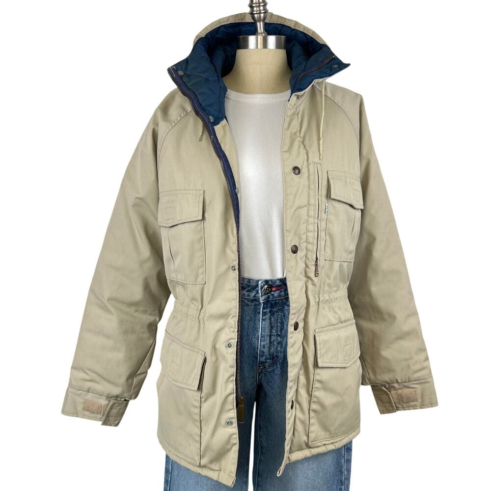 Vintage Levi's White Tab Safari Quilted Tan Parka Puffer Jacket 70s 80s USA (M)